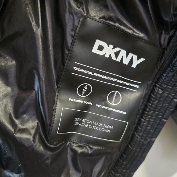 DKNY Black Premium Down Puffer Jacket Winter Warm Lightweight Size L - Picture 8 of 9